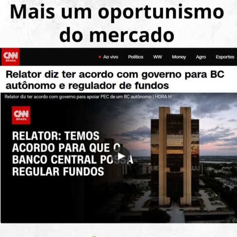 Acordo com governo que amplia autonomia do BC é mais um oportunismo do Mercado, diz Fattorelli