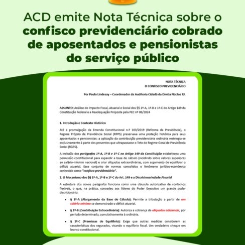 ACD emite Nota técnica sobre o novo confisco sobre a aposentadoria dos servidores públicos