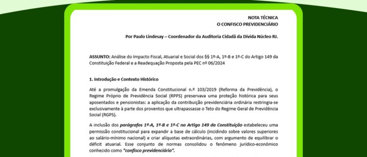 ACD emite Nota técnica sobre o novo confisco sobre a aposentadoria dos servidores públicos