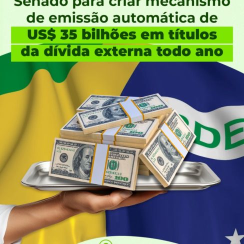 Governo pede autorização ao Senado para criar mecanismo de emissão automática de US$ 35 bilhões em títulos da dívida externa todo ano