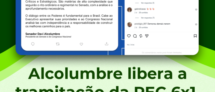 Alcolumbre libera tramitação da PEC 6X1. Mas pressão popular tem que continuar!
