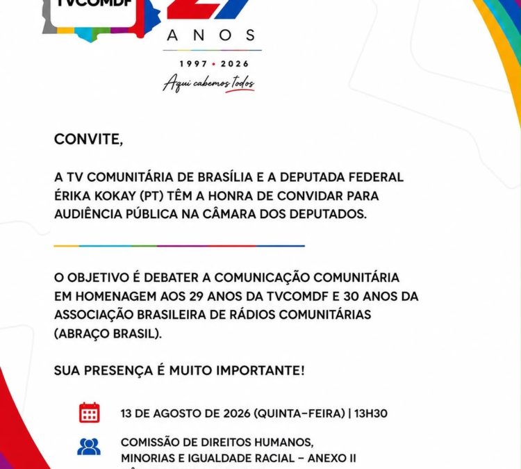 Câmara homenageia TVCOMDF em audiência pública