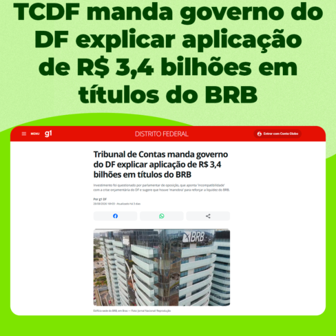 TCDF manda governo do DF explicar aplicação de R$ 3,4 bilhões em títulos do BRB