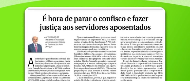 É hora de parar o confisco e fazer justiça aos servidores aposentados